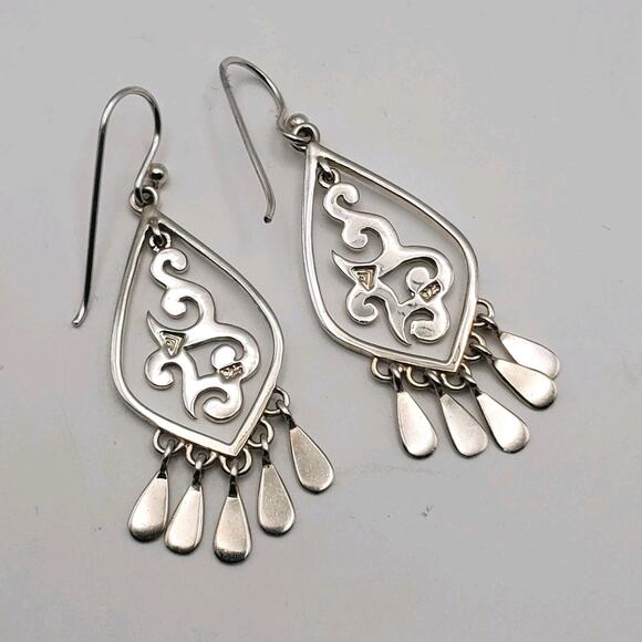 Silpada Sterling Silver 925 Scroll Dangle Earrings Cha Cha Style Fringe W1196 - Picture 4 of 7